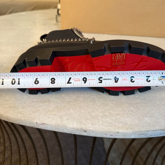 Christian Louboutin 3221092 Out Lina Spike Lug Black Calf Ankle Boot, 38.5 - Picture 7 of 16